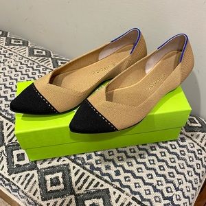 Rothy’s WORN ONCE The Point camel w black tip.  Includes NEW extra new insole